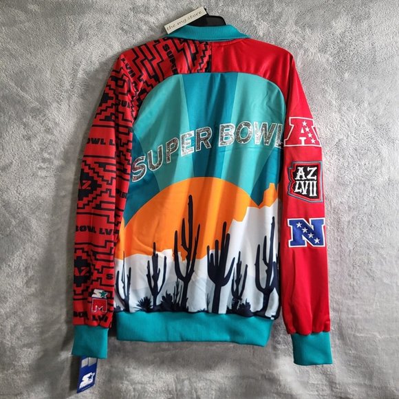 Starter Red Michael Strahan NFL Super Bowl LVII Embroidered Track Jacket Sz 2XL - Picture 2 of 13